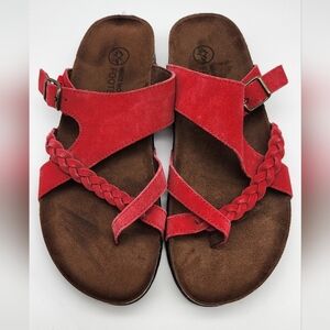 White Mountain Gracie Leather Footbeds Red Sandal Shoes Size: 9